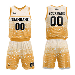 Uniforme de baloncesto amarillo personalizado con tu logotipo-nombre y número impresos