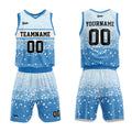 Uniforme de baloncesto azul personalizado con tu logotipo-nombre y número impresos