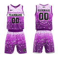 Uniforme de baloncesto morado personalizado con tu logotipo-nombre y número impresos