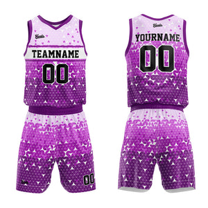 Uniforme de baloncesto morado personalizado con tu logotipo-nombre y número impresos