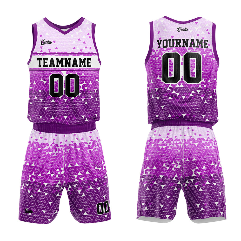 Uniforme de baloncesto morado personalizado con tu logotipo-nombre y número impresos