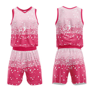 Uniforme de baloncesto rosa personalizado con tu logotipo-nombre y número impresos