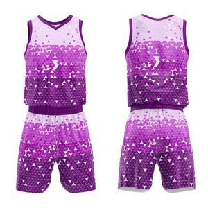 Uniforme de baloncesto morado personalizado con tu logotipo-nombre y número impresos