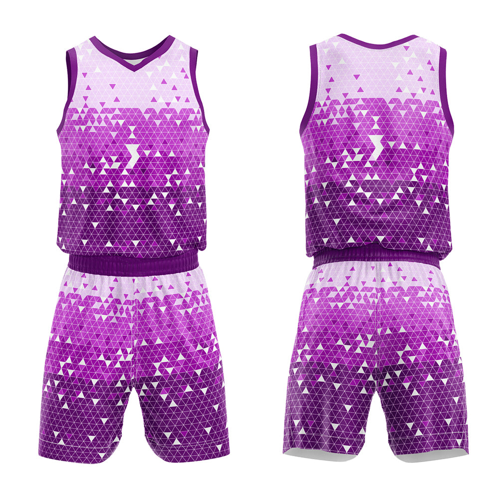 Uniforme de baloncesto morado personalizado con tu logotipo-nombre y número impresos