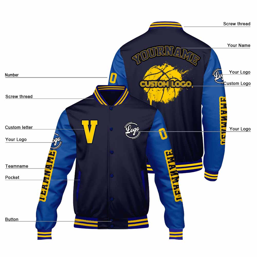 Chaquetas universitarias azul marino personalizadas para hombres & mujeres y jóvenes & Chaquetas tipo letterman personalizadas