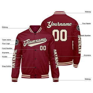 Chaquetas universitarias personalizadas color crema carmesí para hombres & mujeres y jóvenes & Chaquetas Letterman personalizadas
