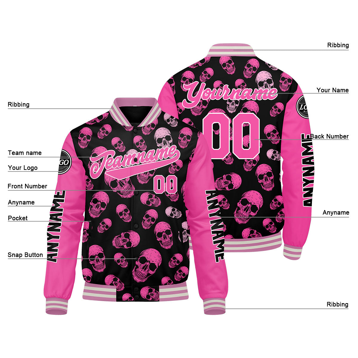 Chaquetas universitarias rosas personalizadas para hombres & mujeres y jóvenes & Chaquetas Letterman personalizadas