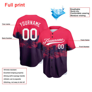 custom full print design authentic tropical city sunset beach baseball jersey