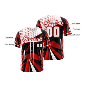 Camiseta de béisbol roja personalizada con botones para hombre mujer adulto y joven Estampado de nombre número y logotipo