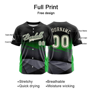 Camiseta de béisbol verde personalizada con botones para hombre mujer adulto y joven Nombre número y logotipo impresos