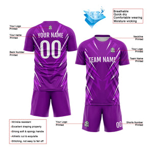 Conjunto personalizado de camiseta de uniforme morada para niños y adultos