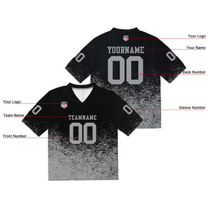 Camiseta de fútbol personalizada con nombre y número del equipo bordados-color negro y gris
