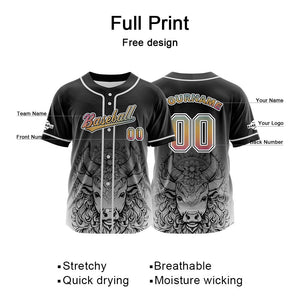 Camiseta de béisbol negra personalizada con botones para hombre mujer adulto y joven Nombre número y logotipo impresos