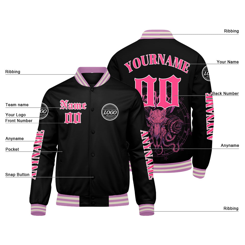 Chaquetas universitarias rosas personalizadas para hombres & mujeres y jóvenes & Chaquetas Letterman personalizadas