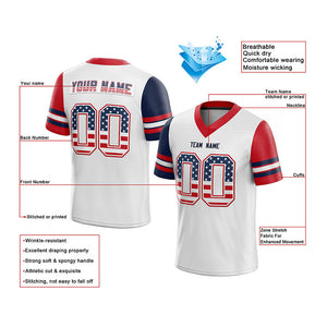 custom authentic football jersey white-navy-red mesh size 7x