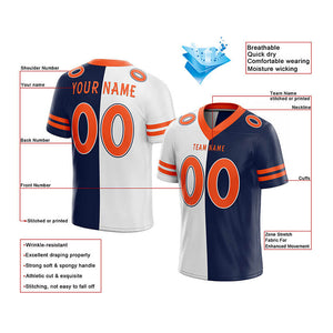custom authentic split fashion football jersey orange-white-navy mesh