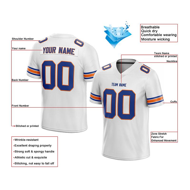 custom authentic football jersey orange-white-royal mesh