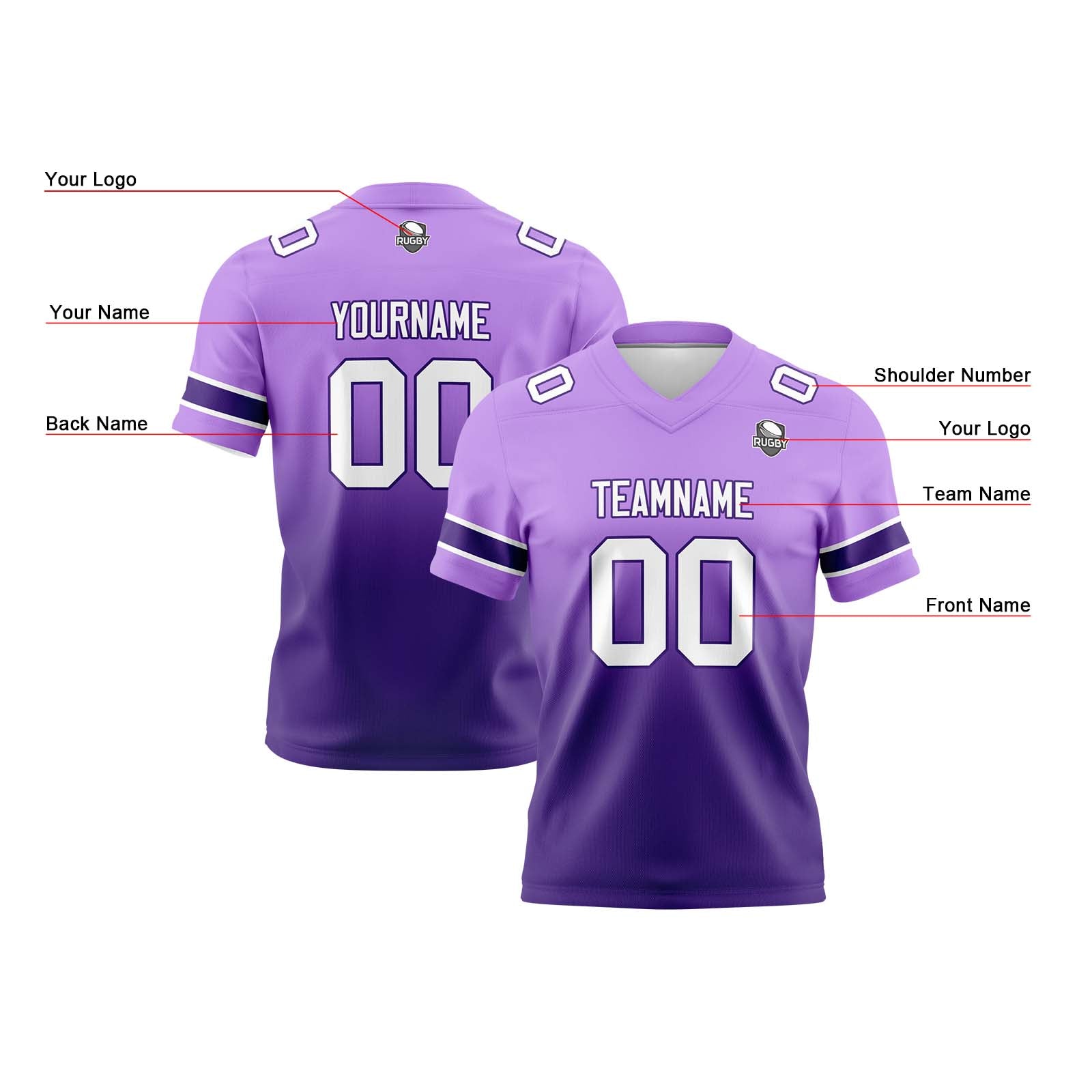 Camisetas de fútbol personalizadas con degradado-nombre-número y logotipo para adultos-niños y equipos