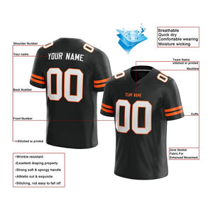 custom authentic football jersey black-white-orange mesh