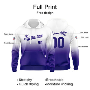 Sudadera con capucha personalizada con degradado para hombre-mujer-niña o niño Estampa tu logotipo-nombre o número en color morado