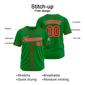 Camiseta de béisbol personalizada con diseño bordado & estilo hip hop & color verde Kelly y rojo
