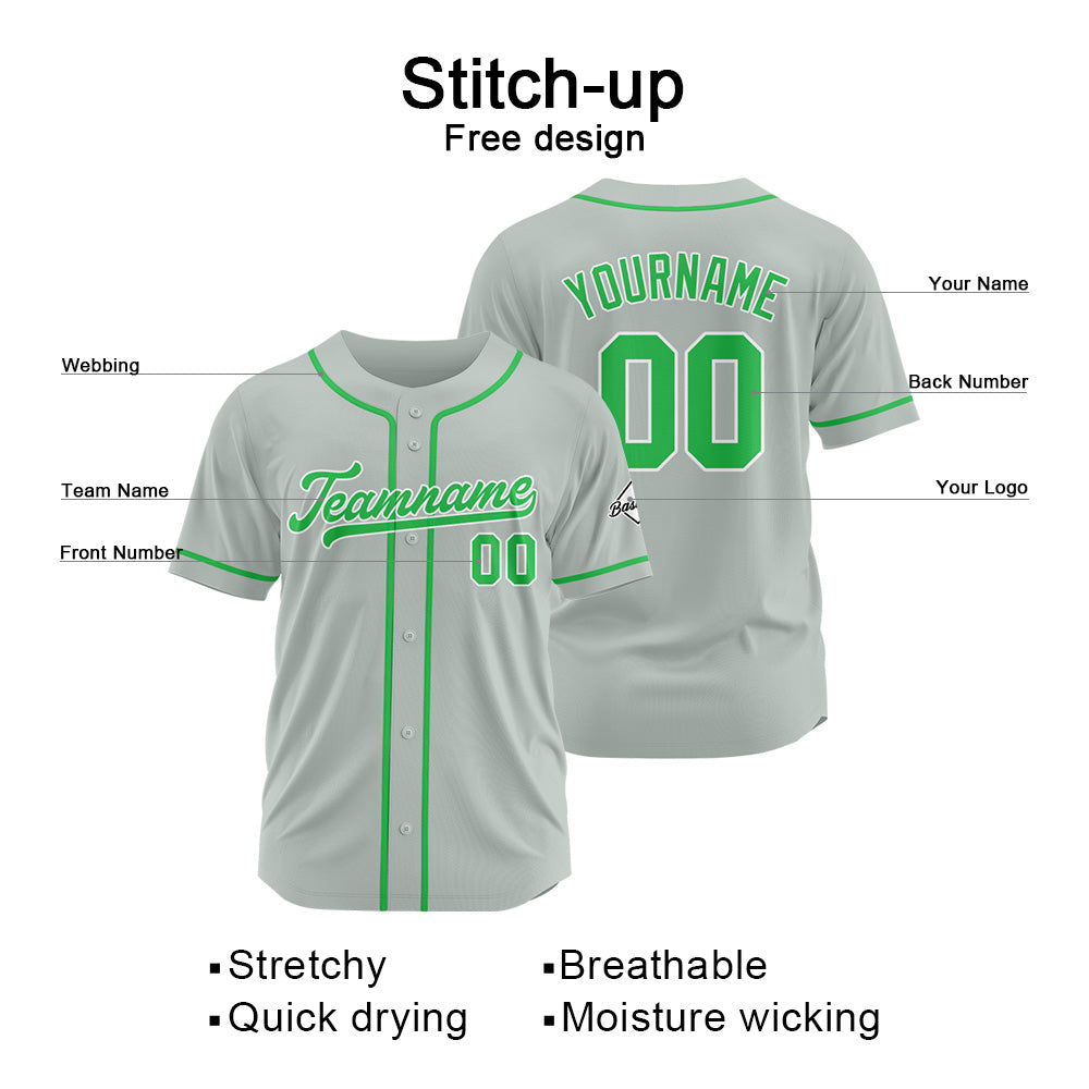 Camiseta de béisbol personalizada con diseño bordado & estilo hip hop & color gris verdoso