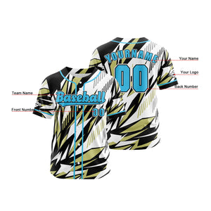 Camiseta de béisbol beige personalizada con botones para hombre mujer adulto y joven Estampado de nombre número y logotipo