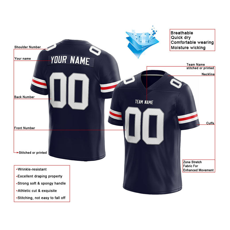 customized  authentic football jersey navy-white-orange