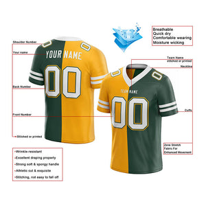 custom authentic split fashion football jersey yellow-white-green mesh
