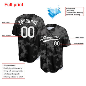 custom full print design authentic flocculent tie-dyed baseball jersey