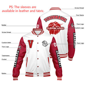 Chaquetas universitarias blancas y rojas personalizadas para hombres & mujeres y jóvenes & Chaquetas Letterman personalizadas