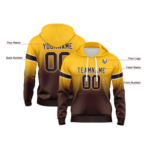 Sudadera con capucha degradada personalizada para hombre-mujer-niña o niño Imprime tu logotipo-nombre o número en amarillo y marrón