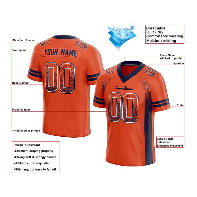 custom authentic drift fashion football jersey orange-navy mesh