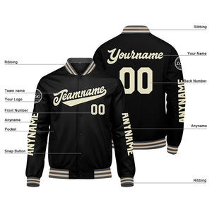 Chaquetas universitarias personalizadas en gris & negro y crema para hombres & mujeres y jóvenes & Chaquetas Letterman personalizadas