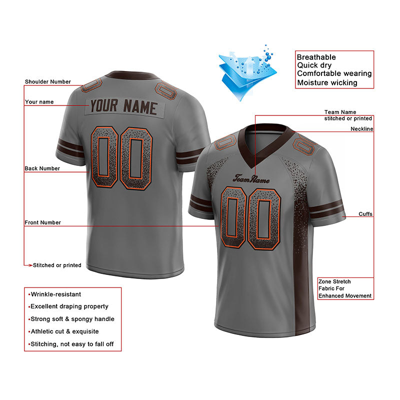 team custom authentic drift fashion football jersey brown-orange mesh