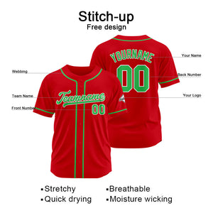 Camiseta de béisbol personalizada con diseño bordado & estilo hip hop & color rojo y verde