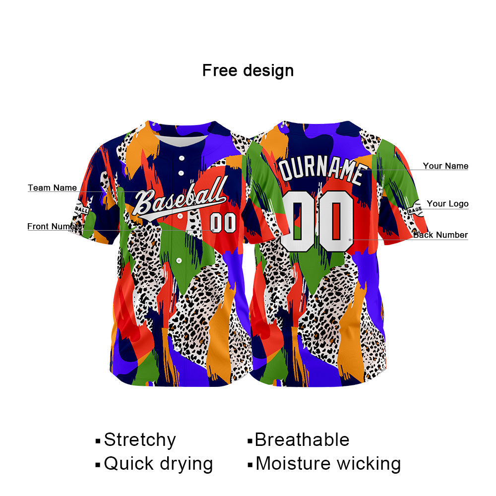 Camiseta de béisbol con dise?o personalizado estampado completo en azul y rojo