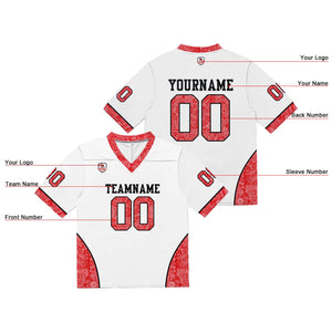 Camiseta de fútbol personalizada con nombre y número del equipo bordados-color blanco y rojo