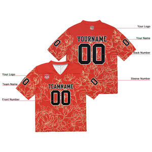 Camiseta de fútbol personalizada con nombre y número del equipo bordados y estampados en color mandarina