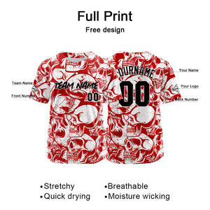 Camiseta de béisbol personalizada para hombres mujeres ni?os y jóvenes con bordados e impresión en rojo y blanco