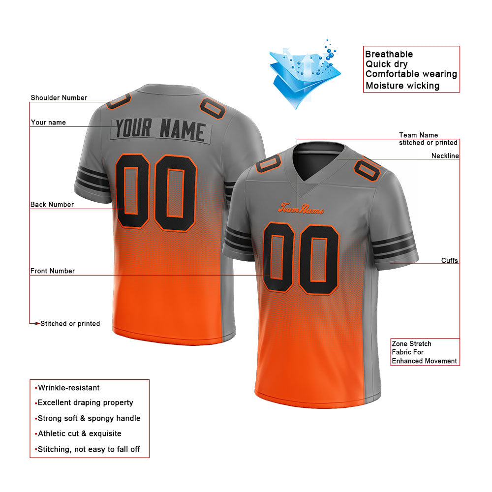 custom authentic drift fashion football jersey gray-orange