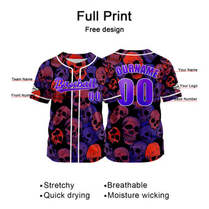 Camiseta de béisbol morada personalizada con nombre número y logotipo personalizados