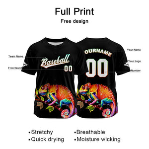 Camiseta de béisbol negra personalizada con nombre número y logotipo personalizados