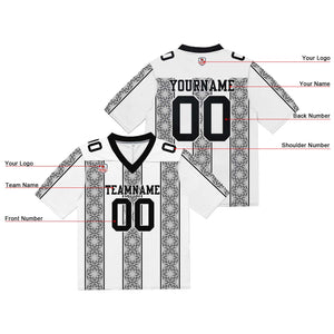 Camiseta de fútbol personalizada con nombre y número del equipo impresos y bordados-color blanco y negro