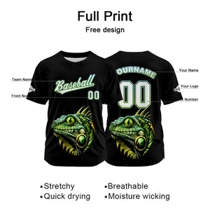 Camiseta de béisbol negra personalizada con nombre número y logotipo personalizados