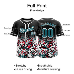Camiseta de béisbol personalizada en blanco y negro con botones para hombre mujer adulto y joven Estampado de nombre número y logotipo