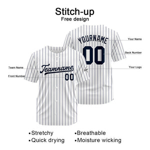 Camiseta de béisbol personalizada con diseño bordado & estilo hip hop & color blanco y azul marino