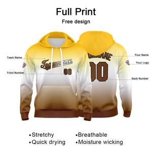 Sudadera con capucha personalizada con degradado para hombre-mujer-niña o niño Estampa tu logotipo-nombre o número en amarillo y blanco