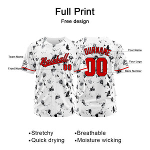 Camiseta de béisbol blanca con dise?o personalizado estampado completo