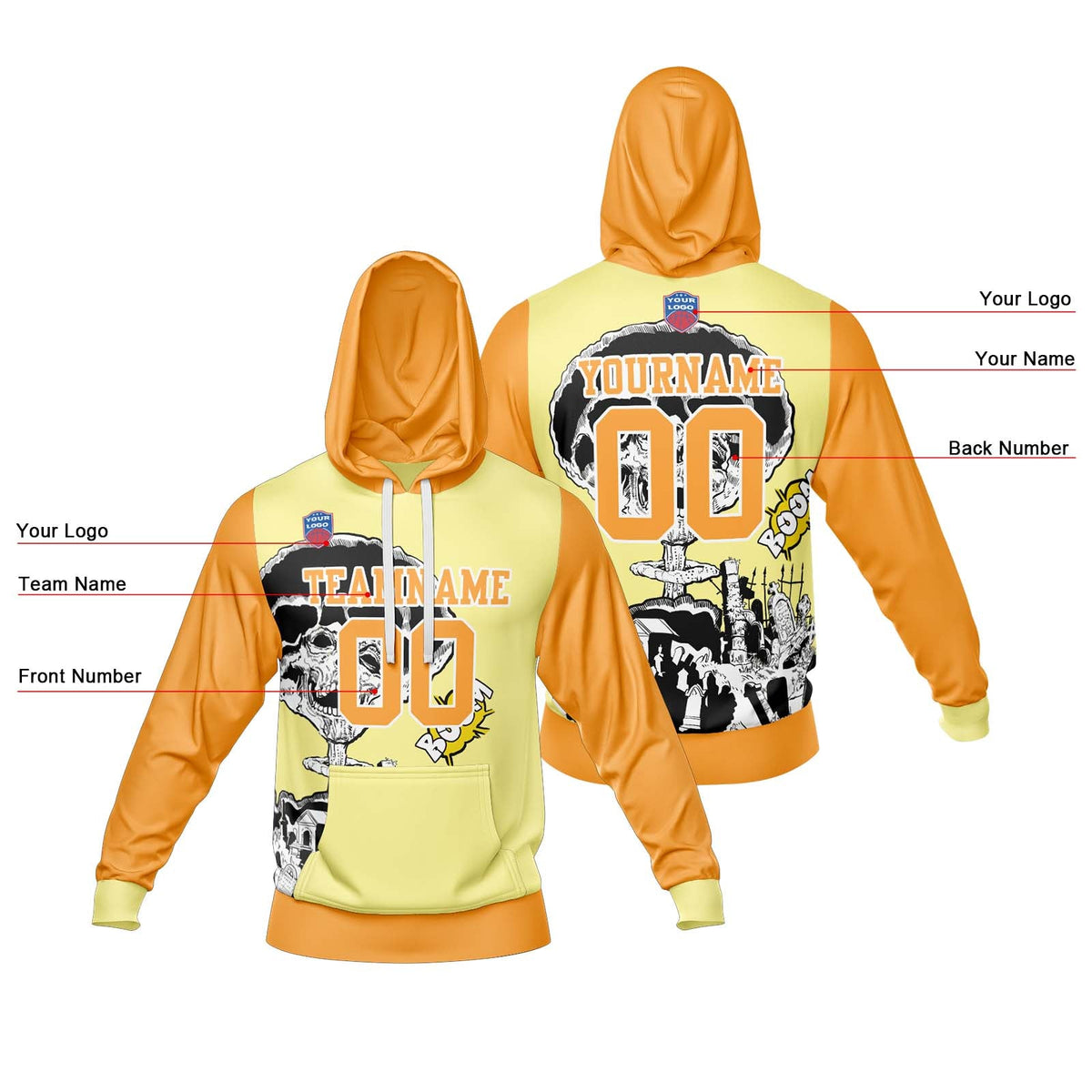 Sudadera con capucha degradada personalizada para hombre-mujer-niña o niño Imprime tu logotipo-nombre y número